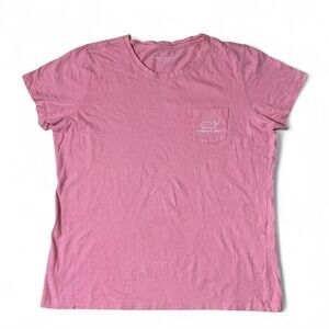 Vineyard Vines Womens Pink Short Sleeve T-Shirt Whale Logo‎ Pocket Tee